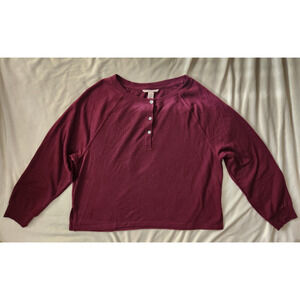 Victoria's Secret Pajama Top Thermal Shirt Sz M Adult Sleepwear Women's Burgundy